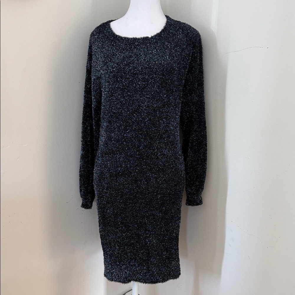 Banana Republic Charcoal Shimmery Long-Sleeve Knit Dress